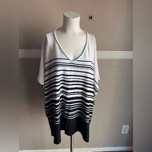 White House Black Market V-Neck Striped Blouse